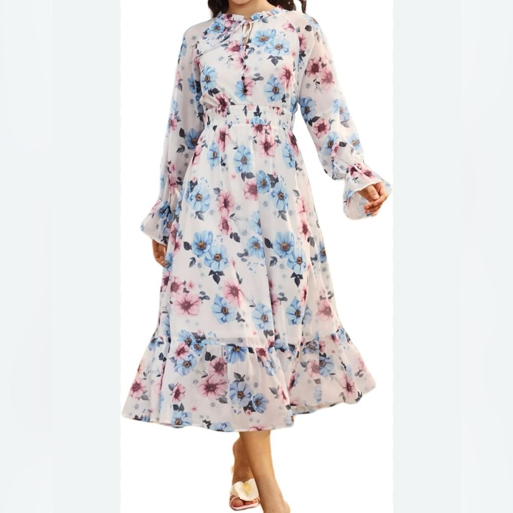 NWT Sunny Spirit Floral Boho Midi Dress - Size Small